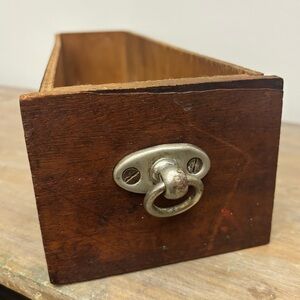 Antique Wooden Drawer with Silver Handle, sewing drawer 16 inches